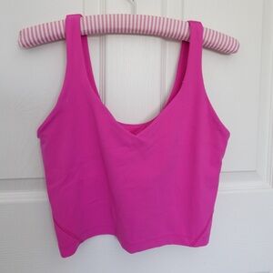 Pink Lululemon Cropped Tank Top with Built in Bra. Size 0